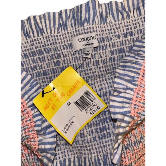 NWT Women’s Cabana By Crown & Ivy Ruffled Seersucker Romper One Piece Size M - Picture 4 of 8